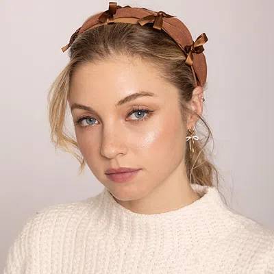 Fashnzfab Bow Detailed Fabric Headband In Brown