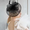 Fashnzfab Bow Feather Mesh Flower Fascinator / Headband In Black
