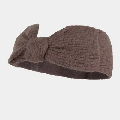 Fashnzfab Bow Knit Elastic Headband In Brown