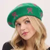 Fashnzfab Bow Pattern Knit Winter Beret Hat In Green