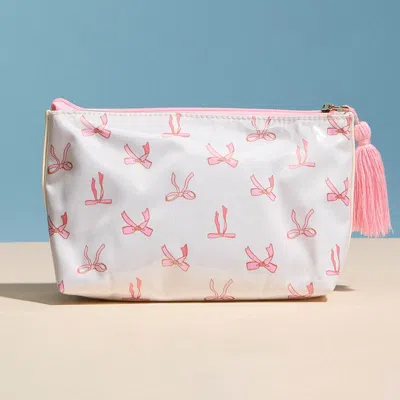 Fashnzfab Bow Pattern Tassel Multi Purpose Portable Pouch Bag In Pink