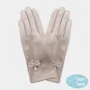 Fashnzfab Bow Pearl Dangle Pointed Faux Suede Smart Touch Gloves In Gray