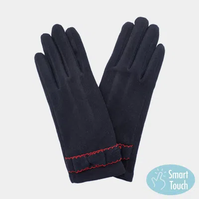 Fashnzfab Bow Pointed Faux Suede Smart Touch Gloves In Black