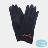 Fashnzfab Bow Pointed Faux Suede Smart Touch Gloves In Black
