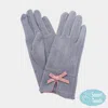Fashnzfab Bow Pointed Faux Suede Smart Touch Gloves In Gray