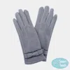 Fashnzfab Bow Pointed Faux Suede Smart Touch Gloves In Gray