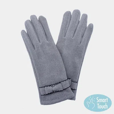 Fashnzfab Bow Pointed Faux Suede Smart Touch Gloves In Gray