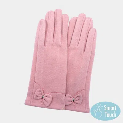 Fashnzfab Bow Pointed Faux Suede Smart Touch Gloves In Neutral