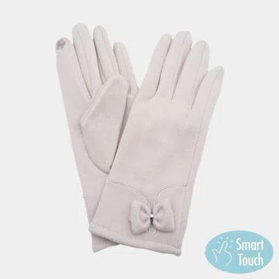 Fashnzfab Bow Pointed Faux Suede Smart Touch Gloves In Purple