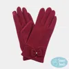 Fashnzfab Bow Pointed Faux Suede Smart Touch Gloves In White