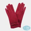 Fashnzfab Bow Pointed Faux Suede Smart Touch Gloves In Red