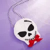 Fashnzfab Bow Pointed Halloween Skull Beaded Mini Crossbody Bag In White