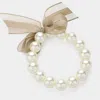 Fashnzfab Bow Pointed Pearl Stretch Bracelet Beige, Cream In Multi
