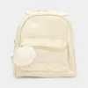 Fashnzfab Bow Pointed Solid Faux Fur Pom Pom Backpack Bag In Multi