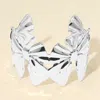 Fashnzfab Bow Statement Cuff Bracelet In Silver