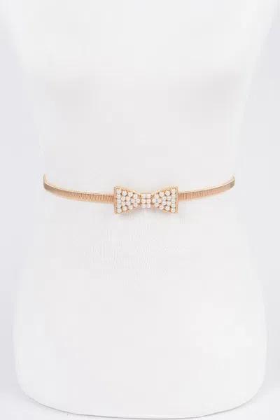 Fashnzfab Bow Stretch Belt In Gold