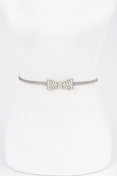 Fashnzfab Bow Stretch Belt In Silver