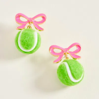 Fashnzfab Bow Tennis Ball Charm Drop Dangle Earrings In Green