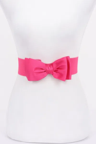 Fashnzfab Bowknot Elastic Belt In Pink