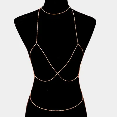 Fashnzfab Bra Outline Body Chain Necklace 16" + 3" L In Gold
