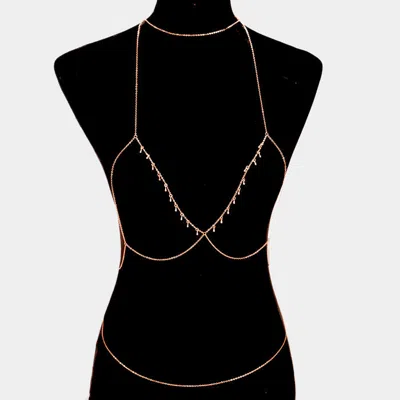 Fashnzfab Bra Outline Body Chain Necklace In Gold