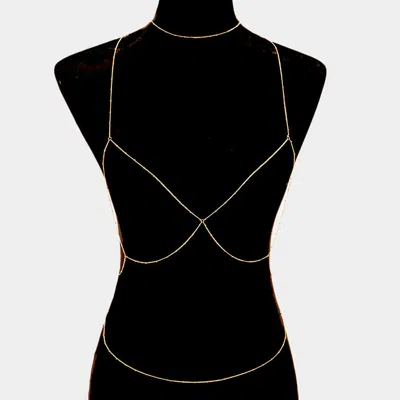 Fashnzfab Bra Outline Body Chain Necklace Gold In Pink