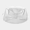 Fashnzfab Braid Bow Stone Accented Hat In White