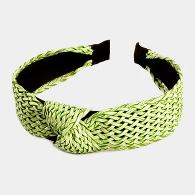 Fashnzfab Braided Burnout Knot Headband In Green