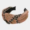 Fashnzfab Braided Cord Raffia Knot Burnout Headband In Black