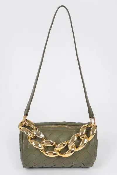Fashnzfab Braided Crossbody Bag W/oversized Chain In Multi
