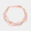 Fashnzfab Braided Cz Evening Bracelet Rose Gold In Multi