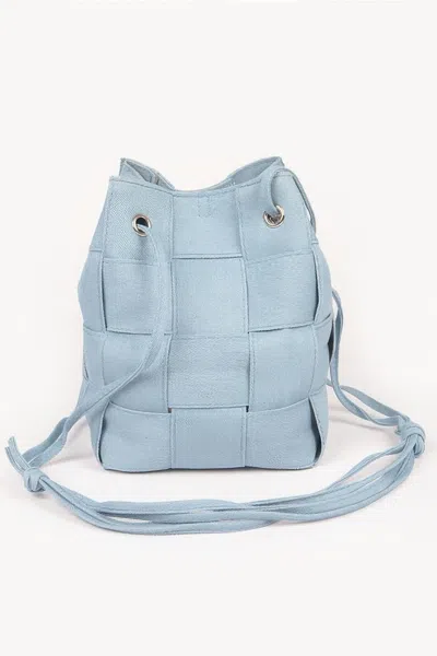 Fashnzfab Braided Denim Bucket Bag In Blue