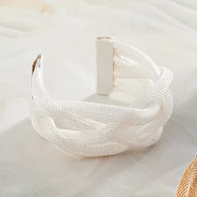 Fashnzfab Braided Mesh Metal Cuff Bracelet Worn Silver In Multi