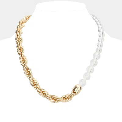 Fashnzfab Braided Metal Chain Lucite Ball Necklace In Gold