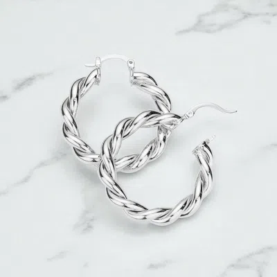 Fashnzfab Braided Metal Hoop Pin Catch Earrings In Metallic