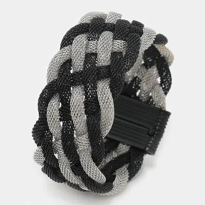 Fashnzfab Braided Metal Mesh Magnetic Bracelet In Black