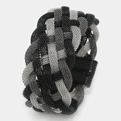 Fashnzfab Braided Metal Mesh Magnetic Bracelet Black, Hematite