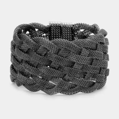 Fashnzfab Braided Metal Mesh Magnetic Bracelet Hematite In Black