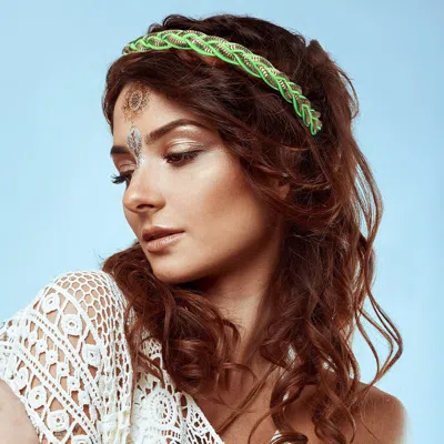 Fashnzfab Braided Metal Stretch Headband In Gold