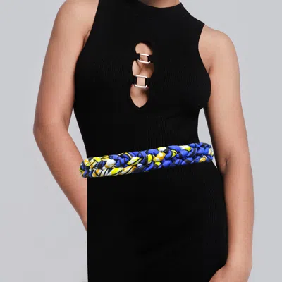 Fashnzfab Braided Patterned Fabric Belt In Multi