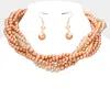 Fashnzfab Braided Pearl Faceted Beaded Collar Necklace In Gold