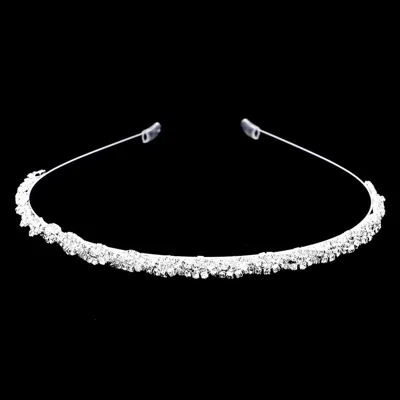 Fashnzfab Braided Rhinestone Headband In Silver