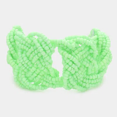 Fashnzfab Braided Seed Bead Bracelet Green, Neon In Multi