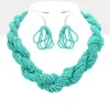 Fashnzfab Braided Seed Beaded Necklace In Green
