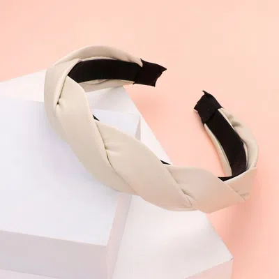 Fashnzfab Braided Solid Faux Leather Headband In Multi