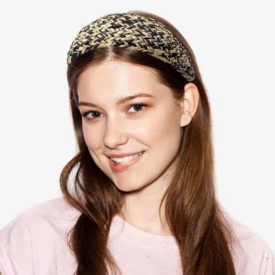 Fashnzfab Braided Straw Headband In Black