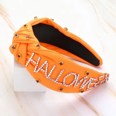 Fashnzfab Braided Straw Headband In Orange