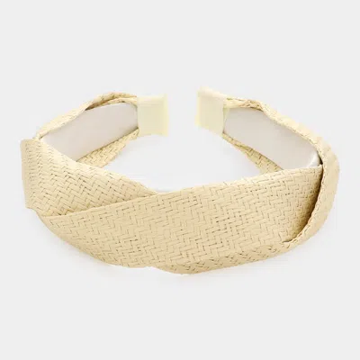 Fashnzfab Braided Straw Headband In Sand