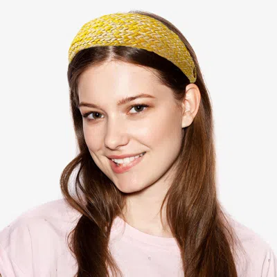 Fashnzfab Braided Straw Headband In Yellow
