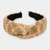 Fashnzfab Braided Straw Knot Burnout Headband In Pink